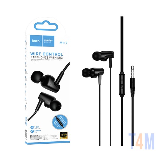 Hoco Universal Wired Earphones M112 Story with Microphone 3.5mm 1.2m Black